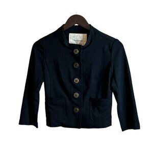 Anthropologie Cartonnier Womens Knit Button Fron17Crop Jacket Black Size XS